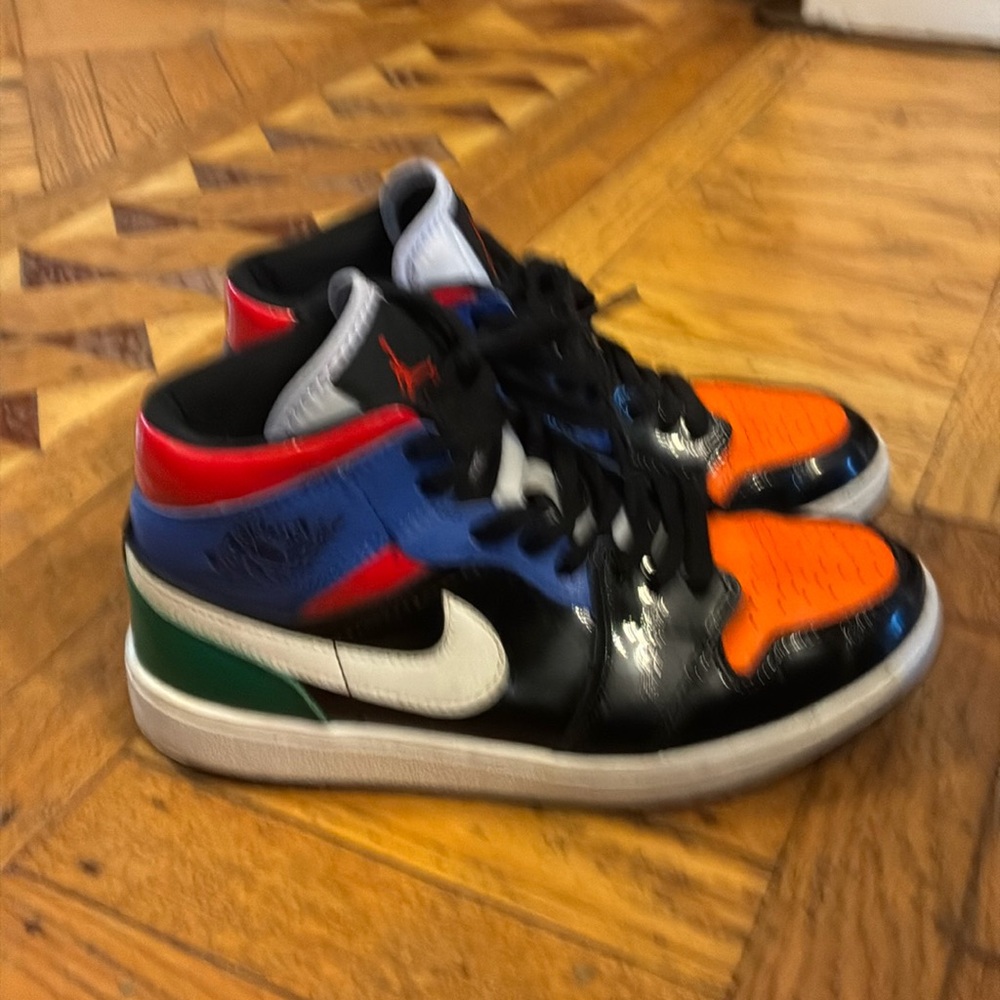 Nike Air Jordan 1 Mid SE Multi Patent CV5276-001 Sneakers size 7